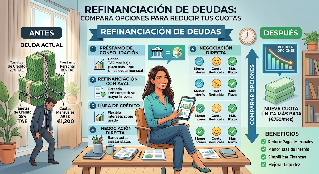 Refinanciación de deudas: compara opciones para reducir tus cuotas