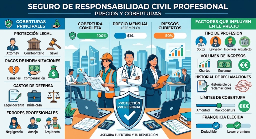 Seguro de responsabilidad civil profesional: precios y coberturas
